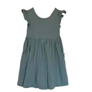 Hannah Anderson Girls Blue Cap Flutter Sleeve Cotton Dress Size 6/7‎ Spring